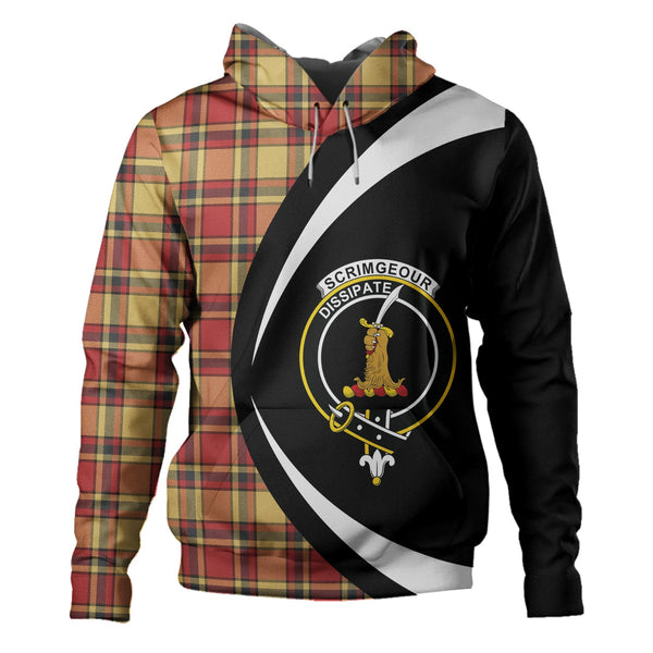 Scrimgeour of Glassary Weathered Clan Badge Tartan Hoodie Circle Style