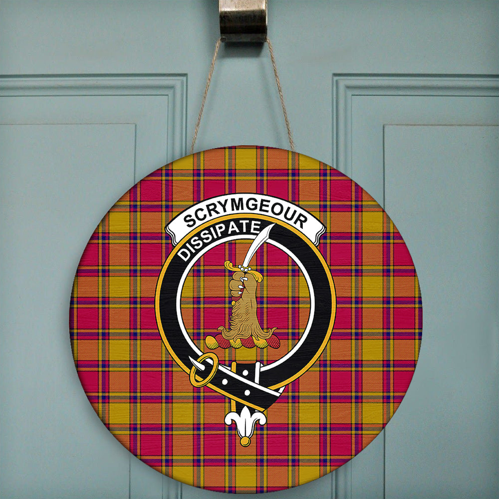 Scrymgeour Tartan Classic Crest Round Wooden Sign