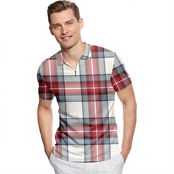 Seller Dress Weathered Tartan Classic Lapel Zip Short Sleeve Polo