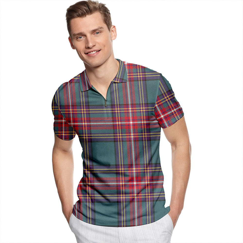 Seller #2 Weathered Tartan Classic Lapel Zip Short Sleeve Polo