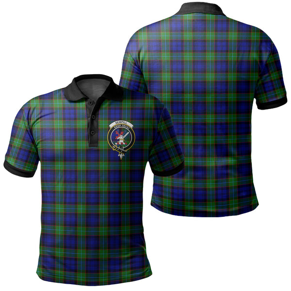 Sempill Modern Tartan Crest Polo Shirt Black Neck 2 Style