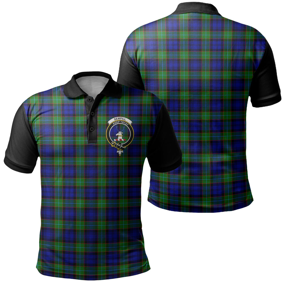 Sempill Modern Tartan Crest Polo Shirt Black Neck 1 Style