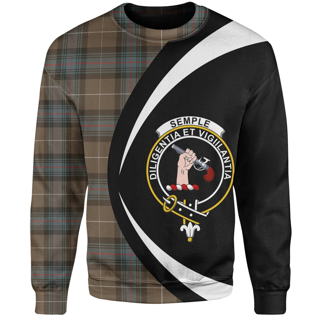 Semple Weathered Clan Badge Tartan Sweatshirt Circle Style Personalized