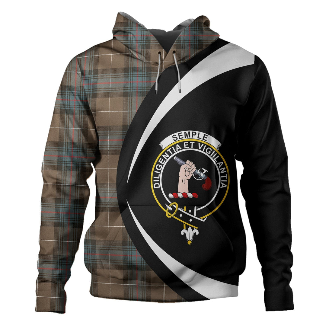 Semple Weathered Clan Badge Tartan Hoodie Circle Style