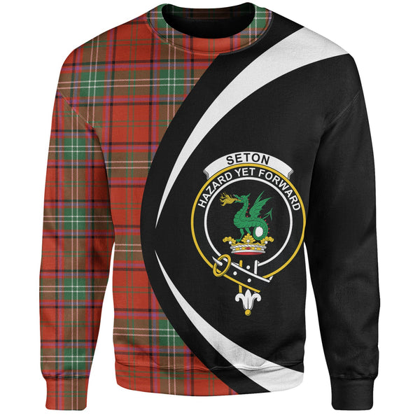 Seton Ancient Clan Badge Tartan Sweatshirt Circle Style Personalized