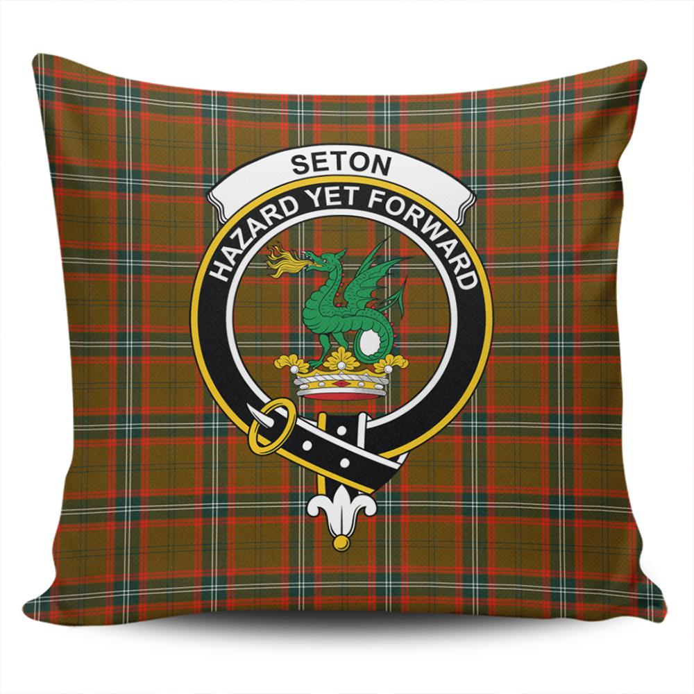 Seton Hunting Modern Tartan Classic Crest Pillow Cover