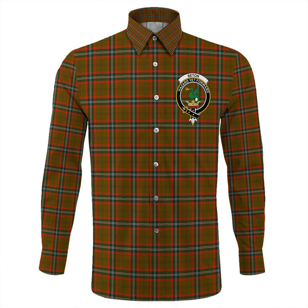 Seton Hunting Modern Tartan Classic Crest Long Sleeve Button Shirt