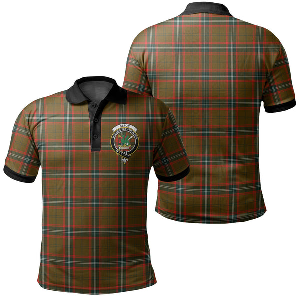 Seton Hunting Modern Tartan Crest Polo Shirt Black Neck 2 Style