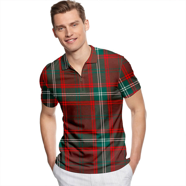 Seton Hunting Modern Tartan Classic Lapel Zip Short Sleeve Polo