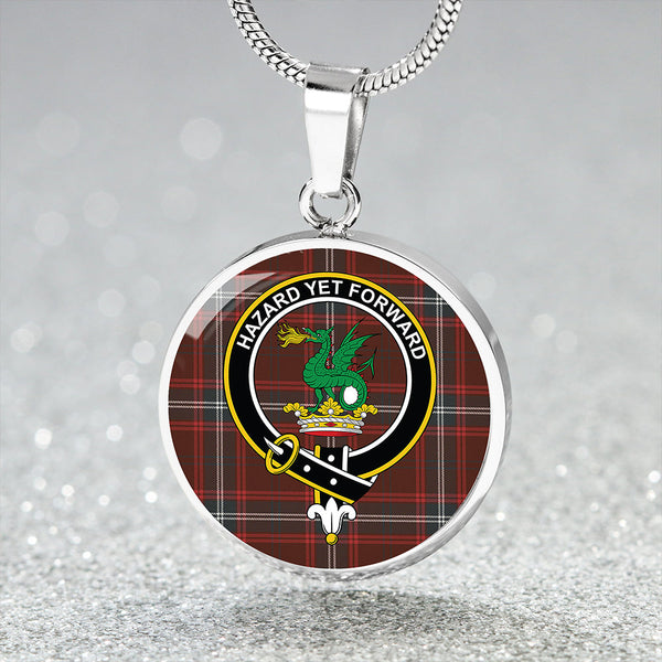 Seton Hunting Weathered Clan Badge Tartan Classic Circle Necklace