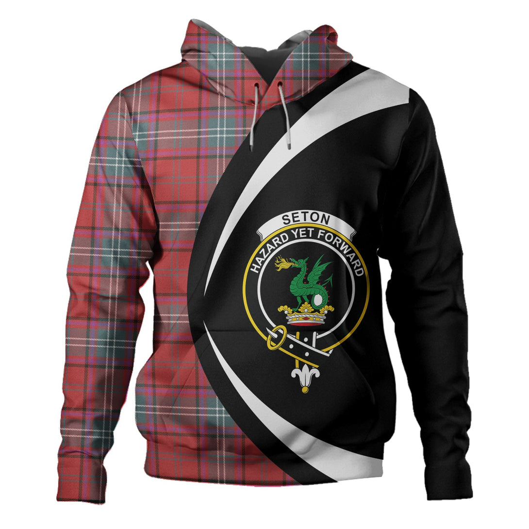 Seton Weathered Clan Badge Tartan Hoodie Circle Style