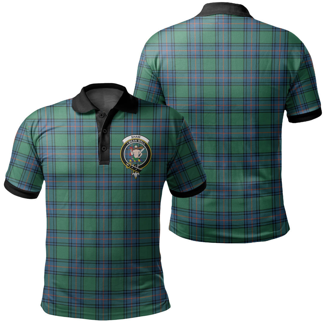 Shaw Ancient Tartan Crest Polo Shirt Black Neck 2 Style