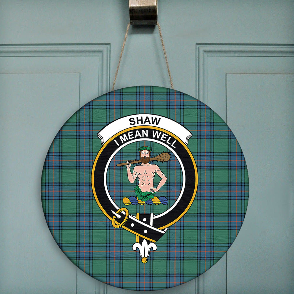 Shaw Ancient Tartan Classic Crest Round Wooden Sign