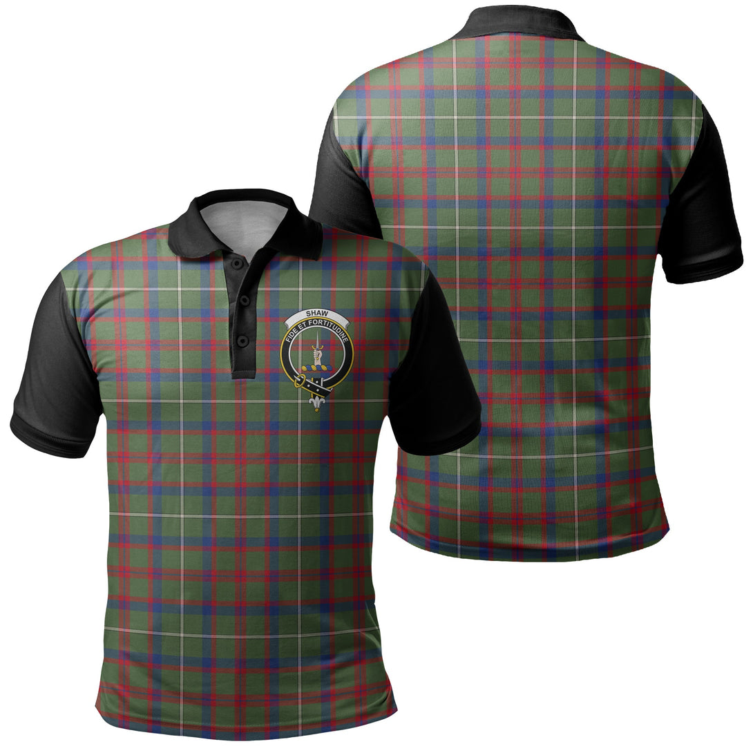 Shaw Green Modern Tartan Crest Polo Shirt Black Neck 1 Style