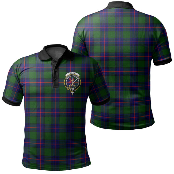 Shaw Modern Tartan Crest Polo Shirt Black Neck 2 Style