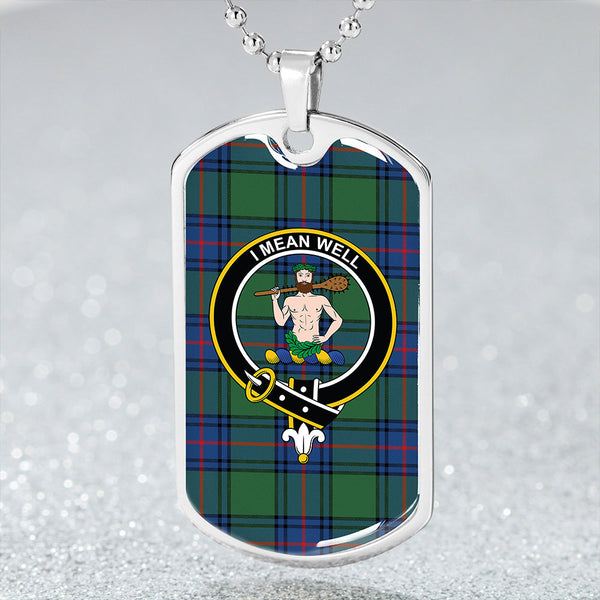 Shaw Modern Clan Badge Classic Tartan Dog Tag Necklace