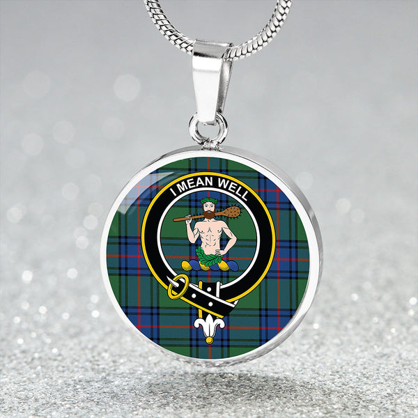 Shaw Modern Clan Badge Tartan Classic Circle Necklace