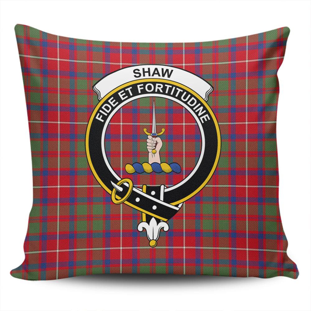 Shaw Red Modern Tartan Classic Crest Pillow Cover