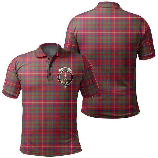 Shaw Red Modern Tartan Classic Crest Polo Shirt