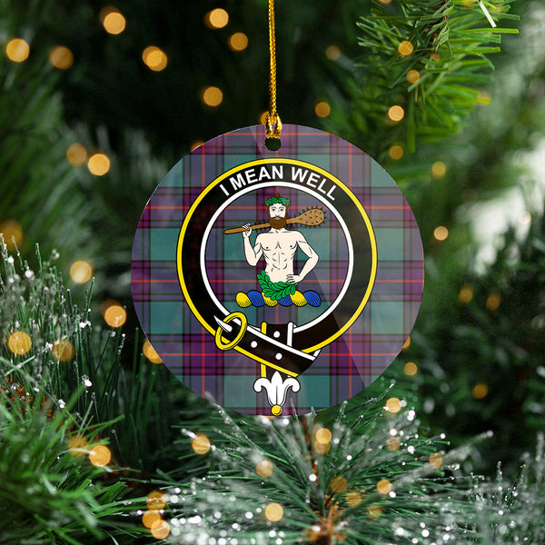 Shaw Weathered Clan Badge Tartan Plastic Christmas Ornaments