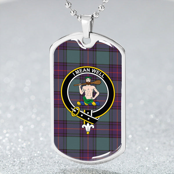 Shaw Weathered Clan Badge Classic Tartan Dog Tag Necklace