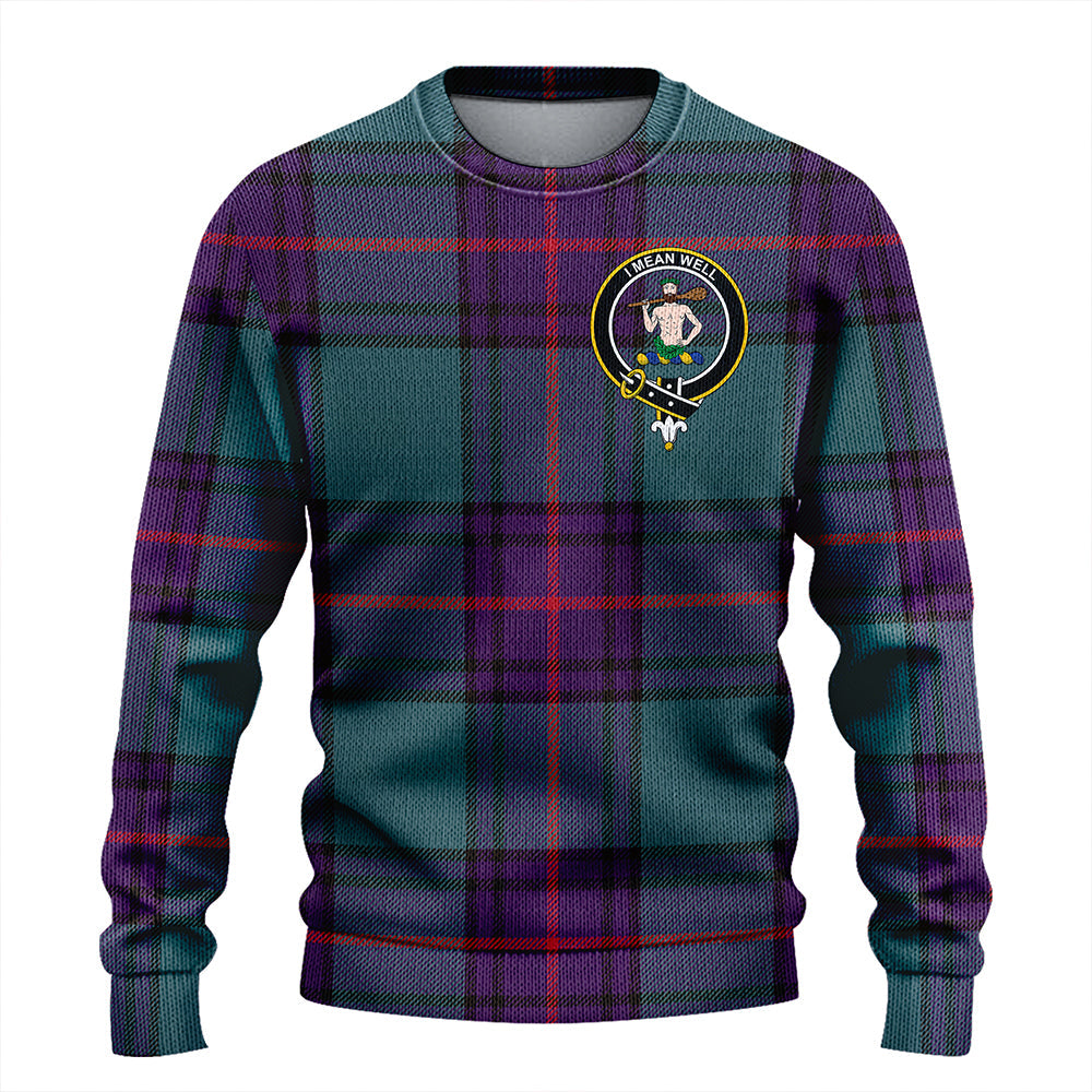 Shaw Weathered Clan Badge Tartan Knitted Sweater