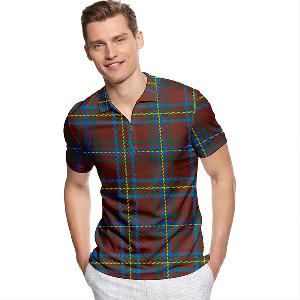 Shawl West Virginia Modern Tartan Classic Lapel Zip Short Sleeve Polo