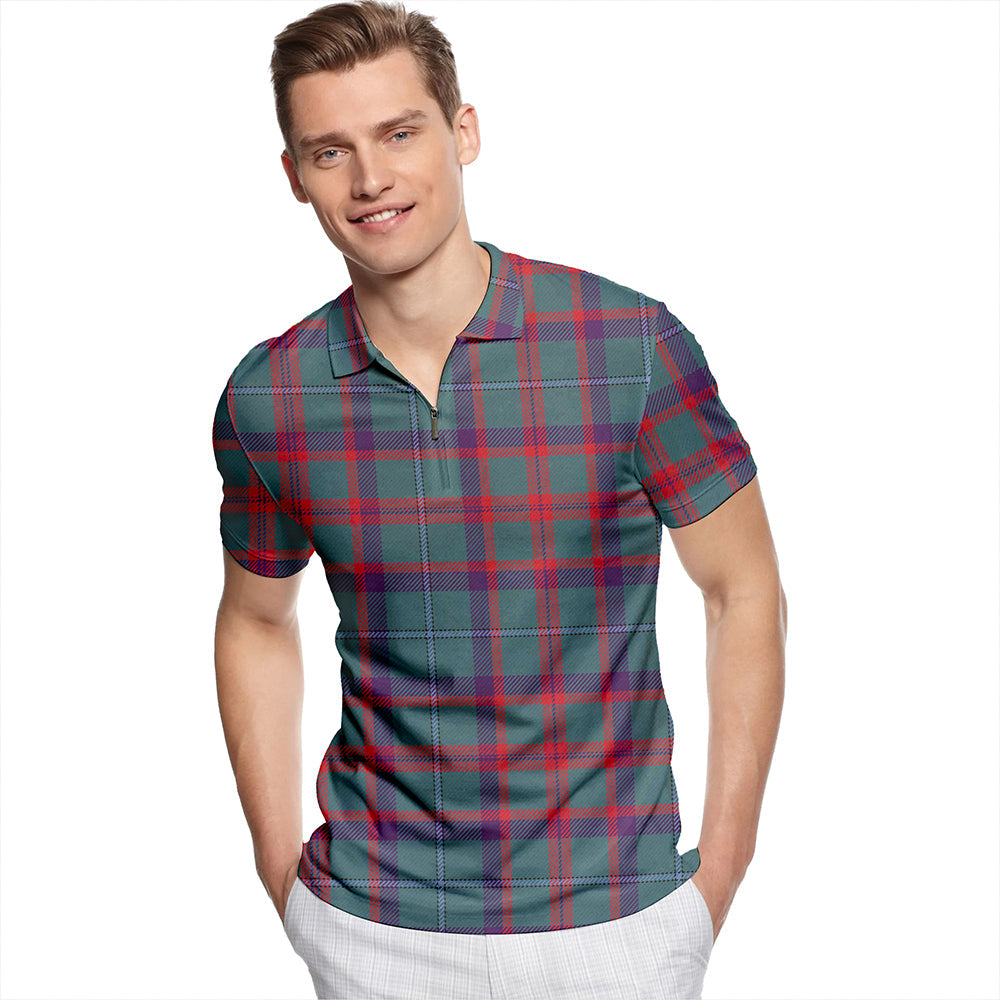 Shaw of Tordarroch Hunting Weathered Tartan Classic Lapel Zip Short Sleeve Polo