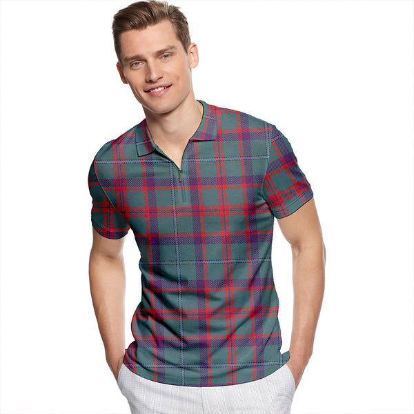 Shaw of Tordarroch Hunting Weathered Tartan Classic Lapel Zip Short Sleeve Polo