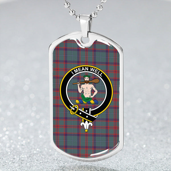 Shaw of Tordarroch Hunting Weathered Clan Badge Classic Tartan Dog Tag Necklace