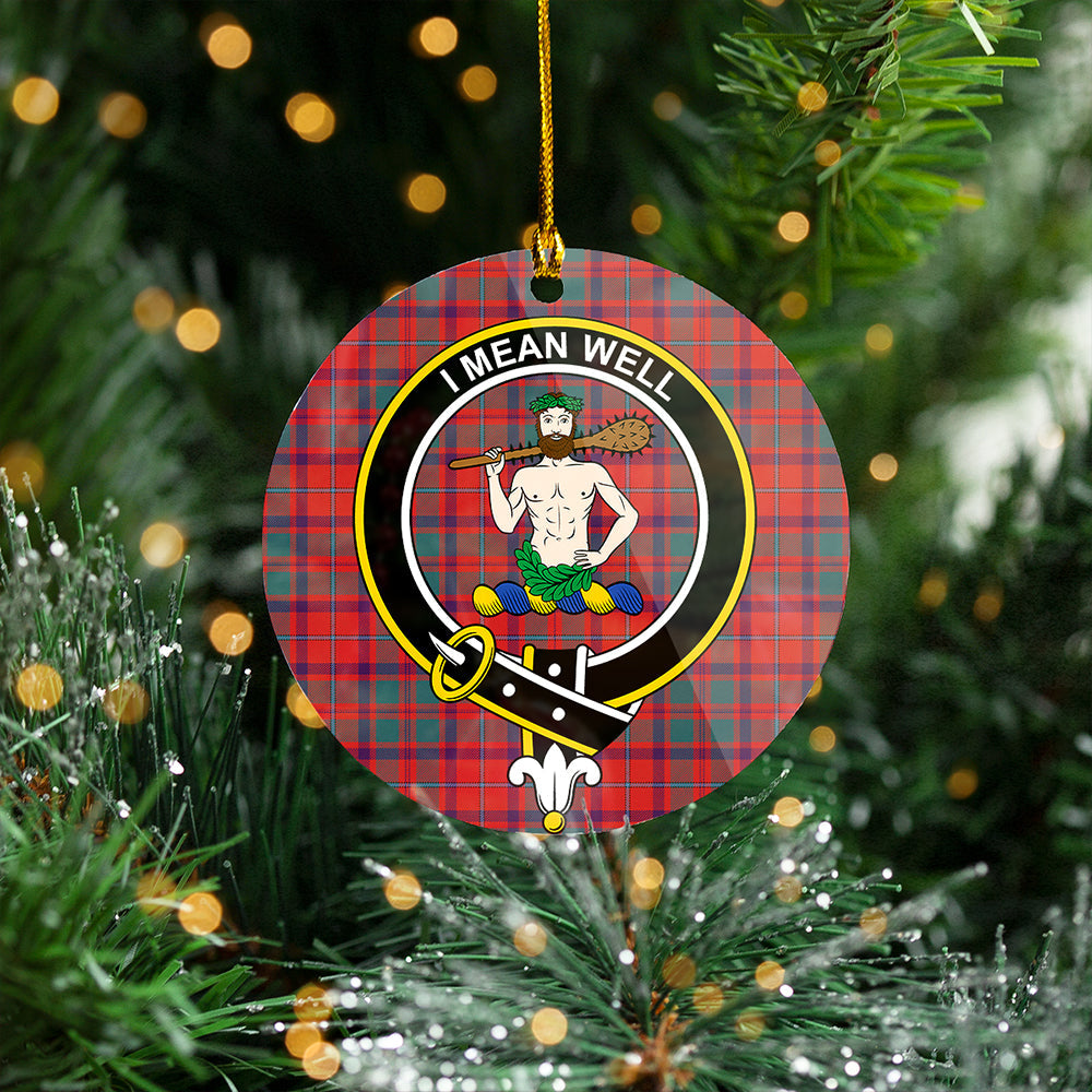 Shaw of Tordarroch Weathered Clan Badge Tartan Plastic Christmas Ornaments