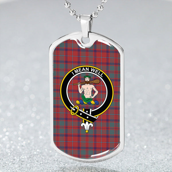 Shaw of Tordarroch Weathered Clan Badge Classic Tartan Dog Tag Necklace