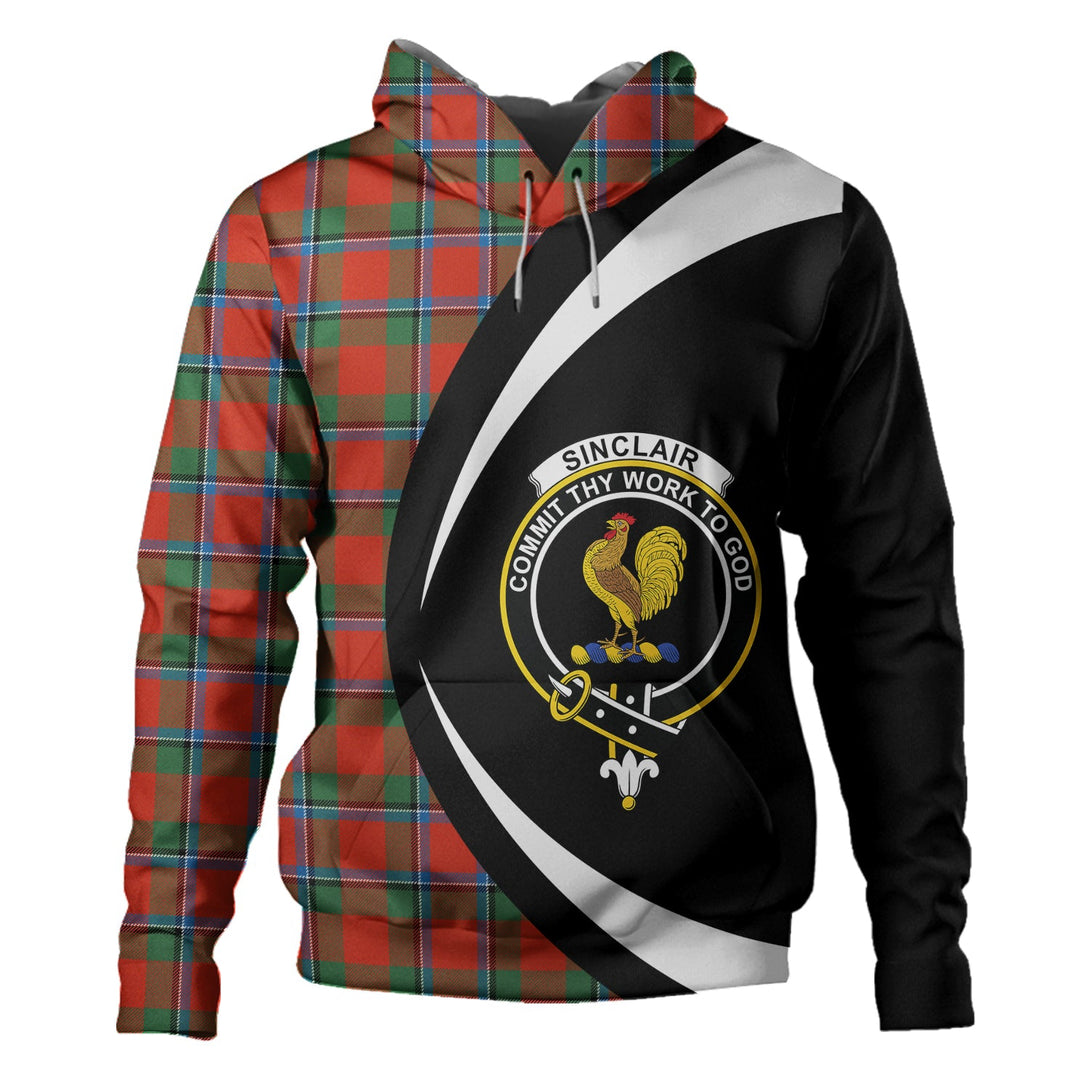 Sinclair Ancient Clan Badge Tartan Hoodie Circle Style