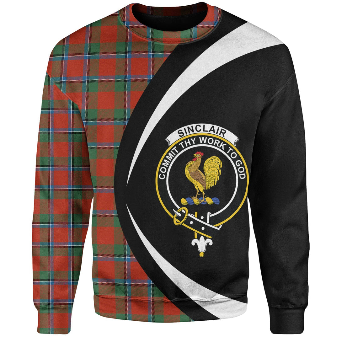 Sinclair Ancient Clan Badge Tartan Sweatshirt Circle Style Personalized