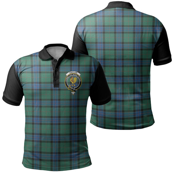 Sinclair Hunting Ancient Tartan Crest Polo Shirt Black Neck 1 Style