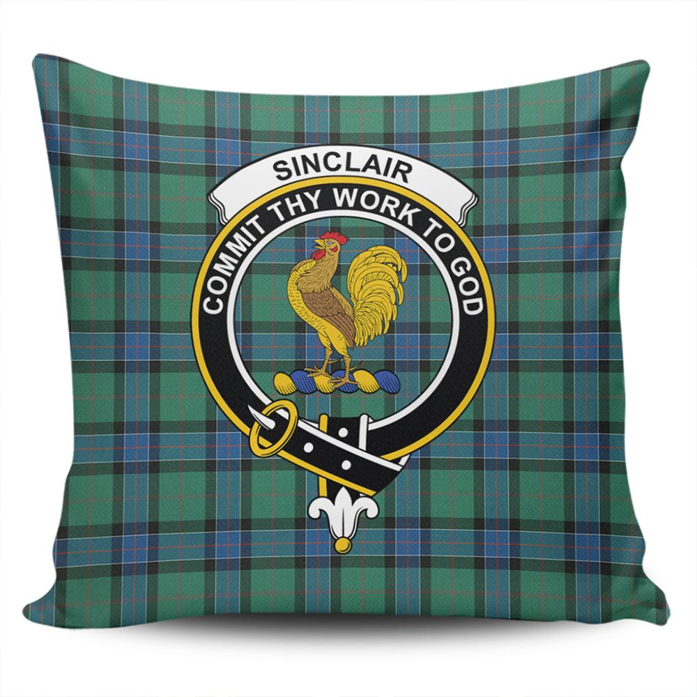 Sinclair Hunting Ancient Tartan Classic Crest Pillow Cover