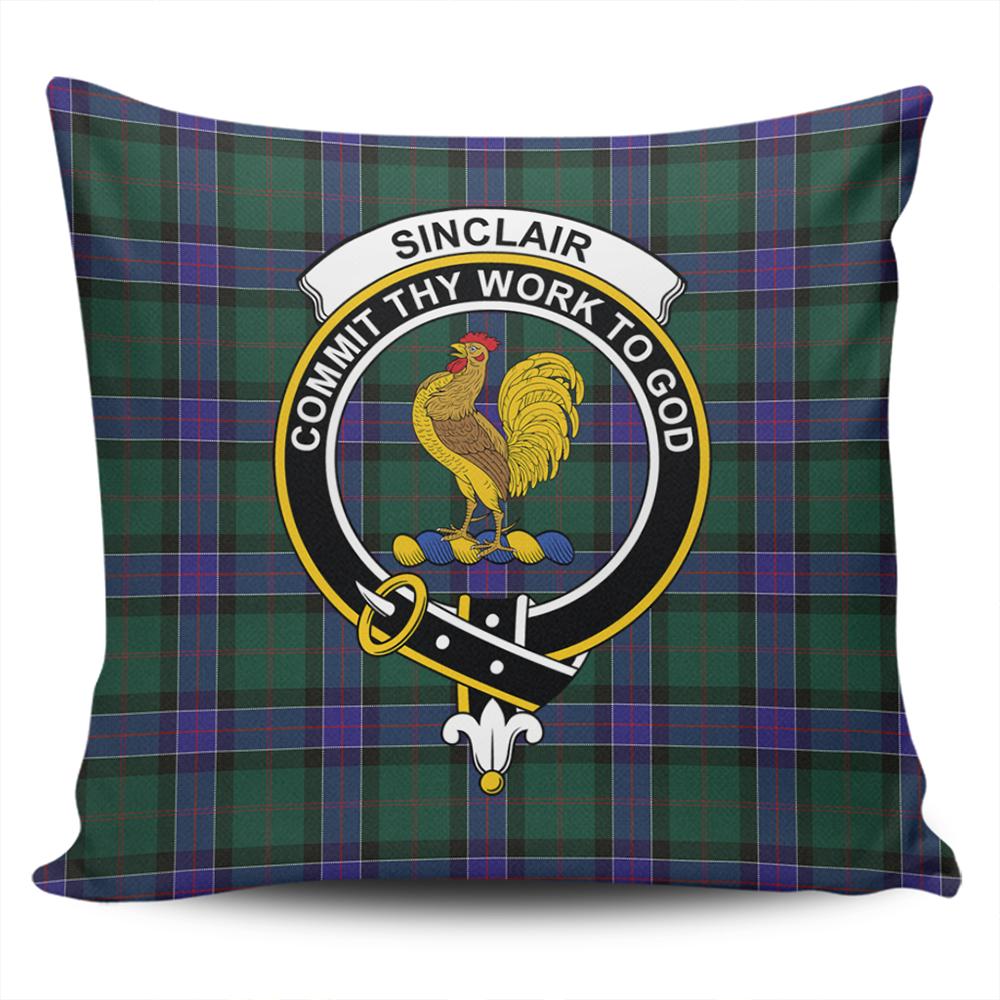 Sinclair Hunting Modern Tartan Classic Crest Pillow Cover