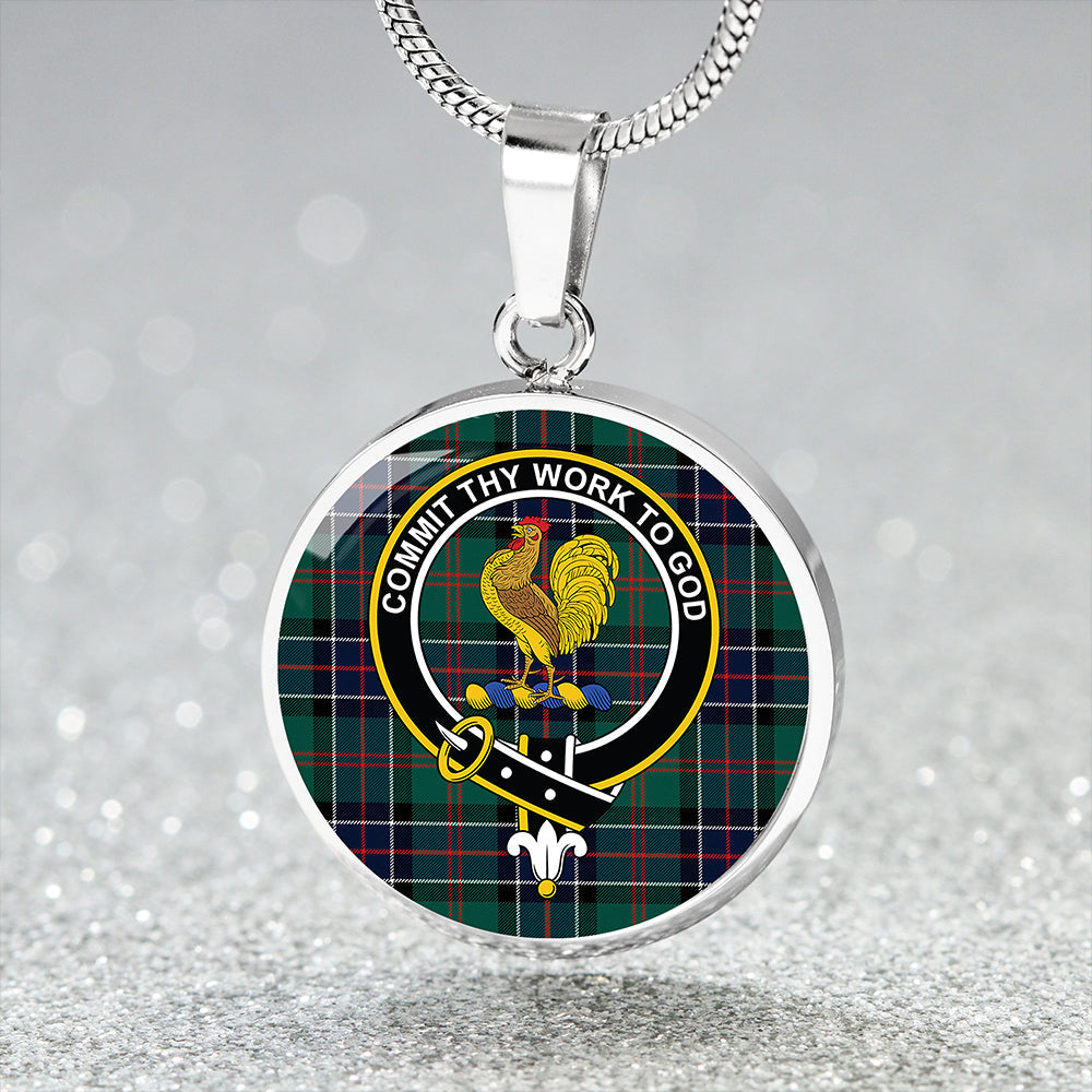 Sinclair Hunting Modern Clan Badge Tartan Classic Circle Necklace