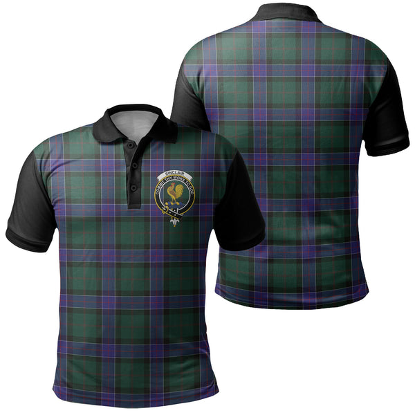 Sinclair Hunting Modern Tartan Crest Polo Shirt Black Neck 1 Style