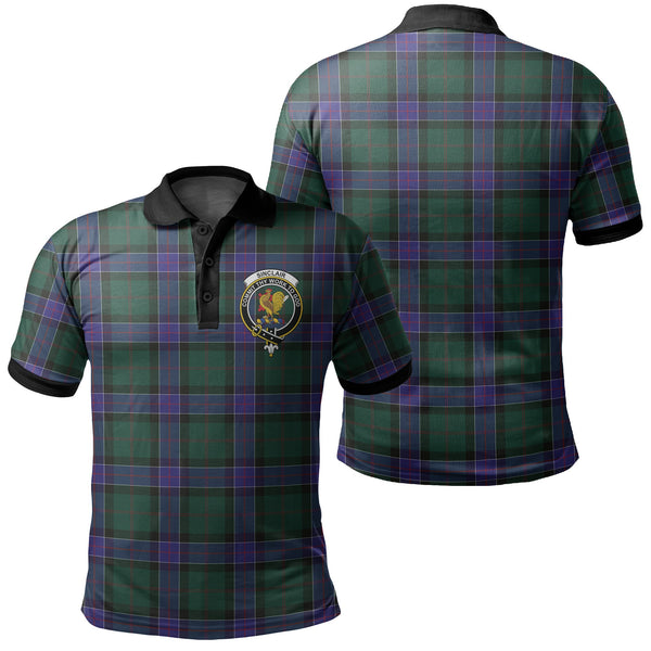 Sinclair Hunting Modern Tartan Crest Polo Shirt Black Neck 2 Style