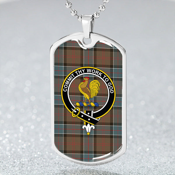 Sinclair Hunting Weathered Clan Badge Classic Tartan Dog Tag Necklace