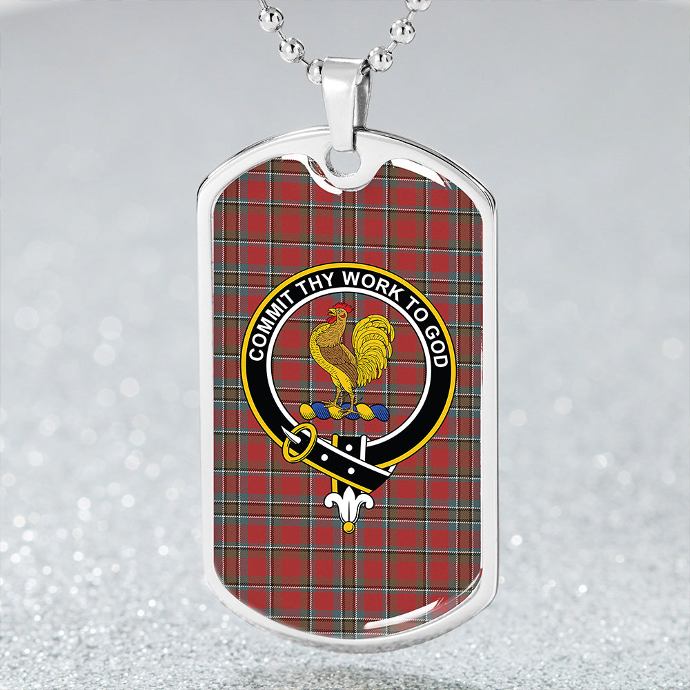 Sinclair Lyon Count Weathered Clan Badge Classic Tartan Dog Tag Necklace