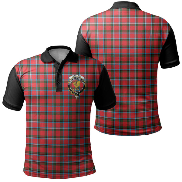 Sinclair Modern Tartan Crest Polo Shirt Black Neck 1 Style