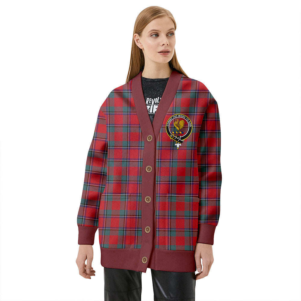 Sinclair Weathered Clan Badge Tartan V-neck Cardigan