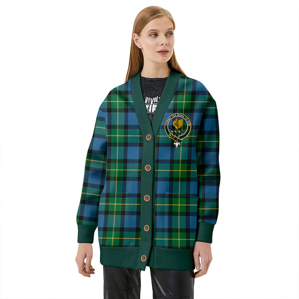 Sinclair of Ulster Ancient Clan Badge Tartan V-neck Cardigan