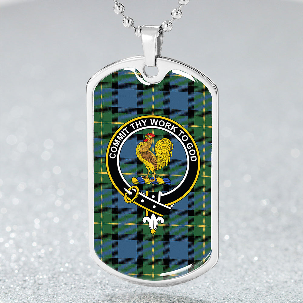 Sinclair of Ulster Ancient Clan Badge Classic Tartan Dog Tag Necklace