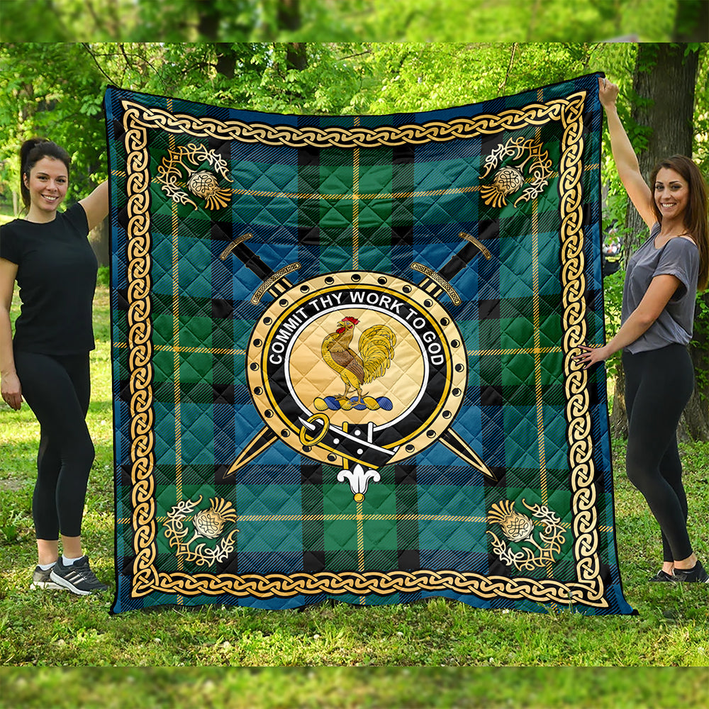 Sinclair of Ulster Ancient Clan Badge Tartan Premium Quilt Celtic Shield