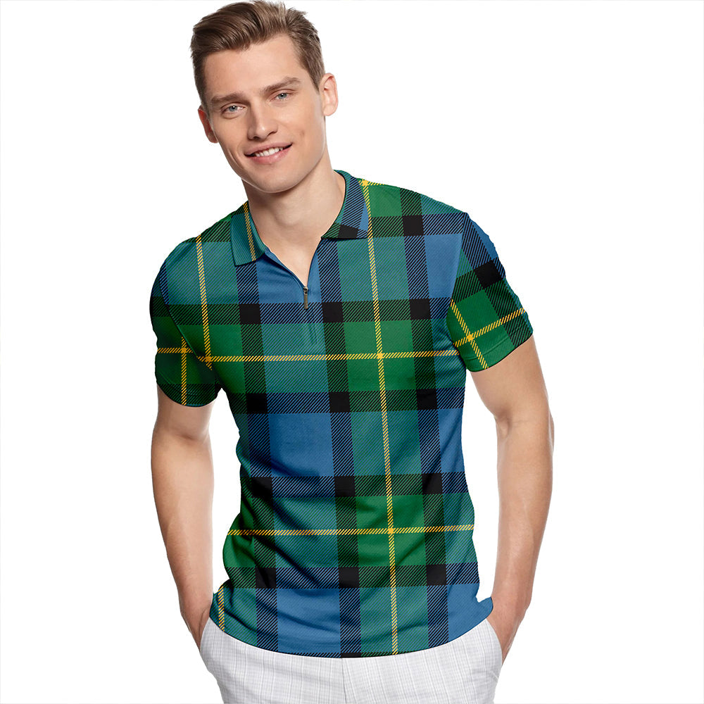 Sinclair of Ulster Ancient Tartan Classic Lapel Zip Short Sleeve Polo