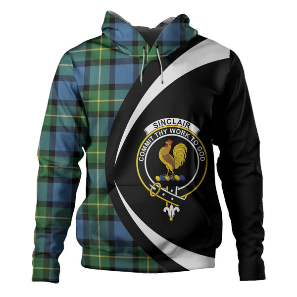 Sinclair of Ulster Ancient Clan Badge Tartan Hoodie Circle Style