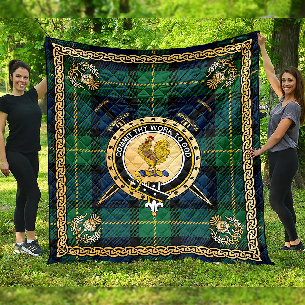 Sinclair of Ulster Modern Clan Badge Tartan Premium Quilt Celtic Shield